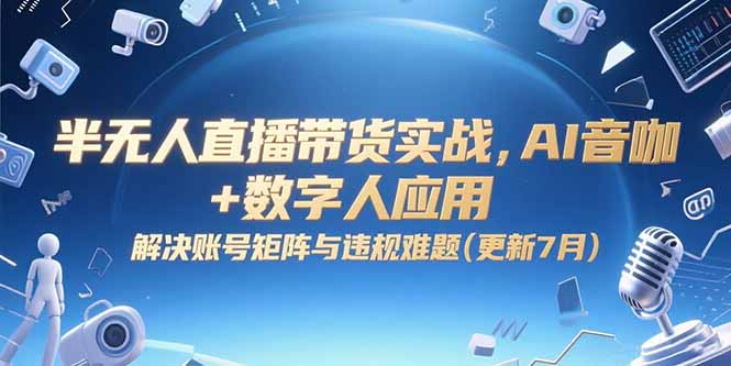 半无人直播带货实战，AI音咖+数字人应用 解决账号矩阵与违规难题(更新7月-狄威团队