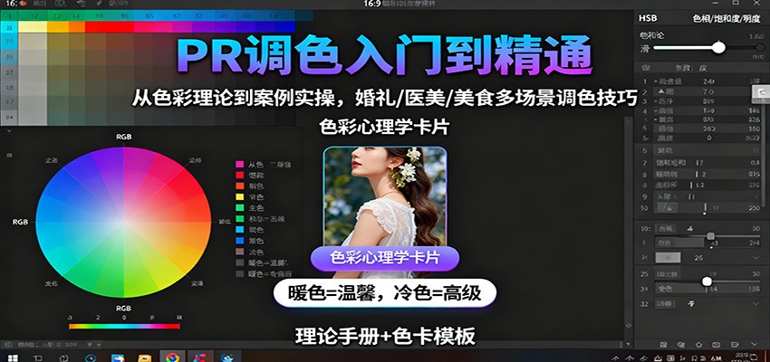 PR调色入门到精通：从色彩理论到案例实操，婚礼/医美/美食多场景调色技巧-狄威团队
