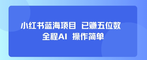 小红书蓝海项目，全程AI，操作简单，已挣五位数-狄威团队