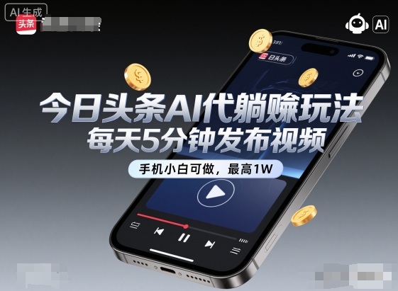 今日头条AI代躺賺玩法，每天5分钟发布视频，手机小白可做，最高1W+【揭秘】-狄威团队