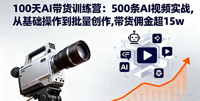 100天AI带货训练营：500条AI视频实战,从基础操作到批量创作,带货佣金超15w-狄威团队