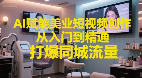 AI赋能美业短视频创作，从入门到精通，打爆同城流量，超级AI工具短视频实操落地-狄威团队