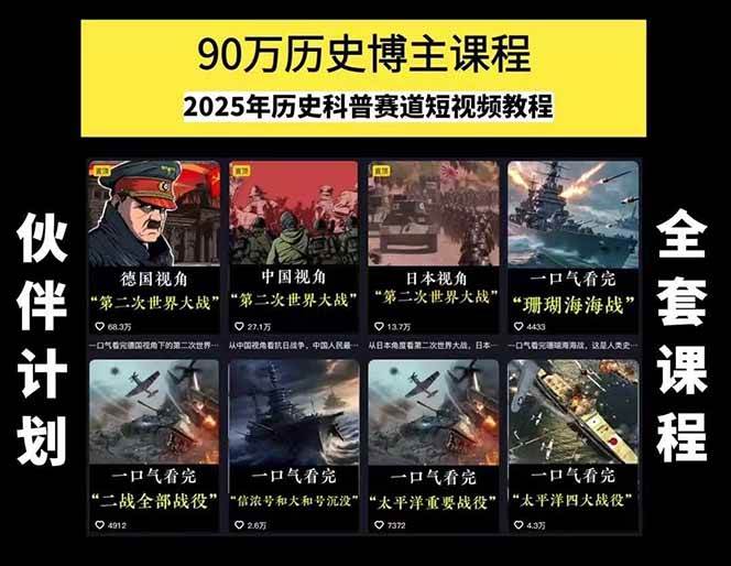 图片[1]-短视频历史赛道实战教程，手机电脑双端剪辑教程和账号运营指南与变现技巧-狄威团队