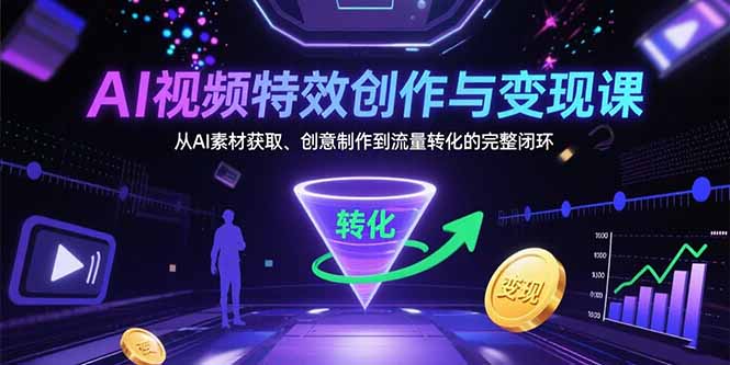 AI视频特效创作与变现课：从AI素材获取、创意制作到流量转化的完整闭环-狄威团队