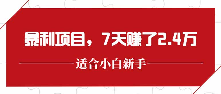 最新暴利项目，每单收益轻松在300以上，7天赚了2.4万-狄威团队