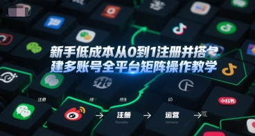 新手低成本从0到1注册并搭建多账号全平台矩阵操作教学，手机号-邮箱-IP-工具-狄威团队