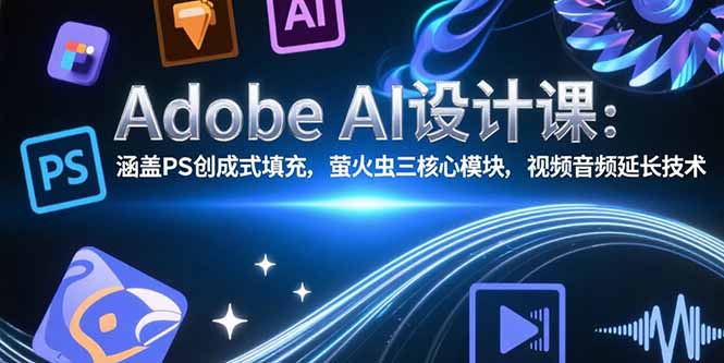 Adobe AI设计课：涵盖PS创成式填充，萤火虫三核心模块，视频音频延长技术-狄威团队