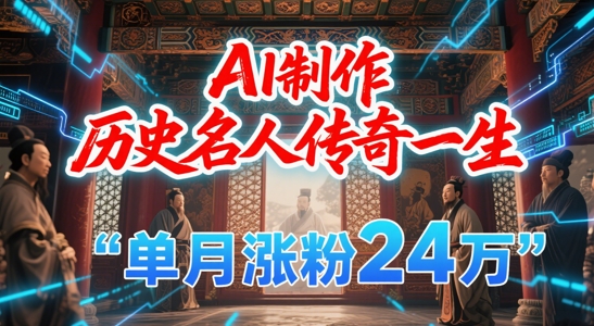 暴力起号！用AI制作历史名人传奇一生，单月涨粉24W，涨粉+变现赛道黑马来了-狄威团队