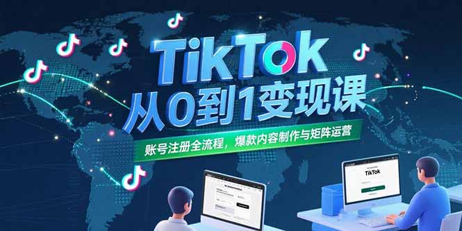 TikTok从0到1变现课，账号注册全流程，爆款内容制作与矩阵运营-狄威团队