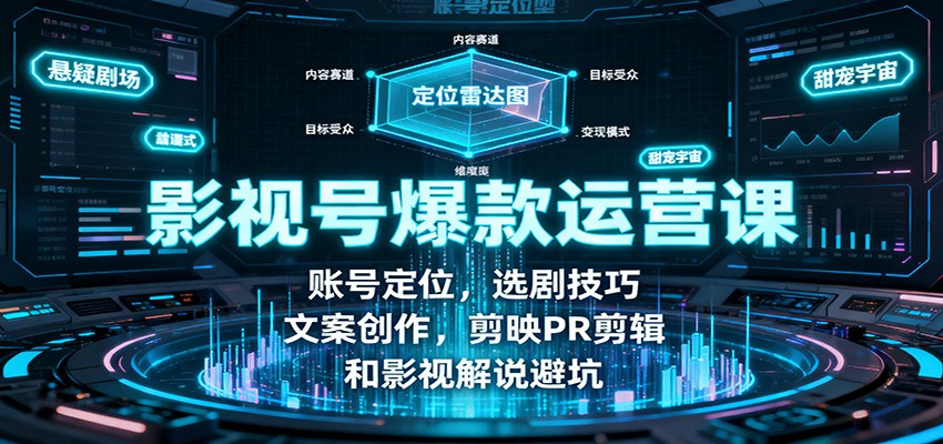 影视号爆款运营课：账号定位，选剧技巧，文案创作，剪映PR剪辑和影视解说避坑-狄威团队