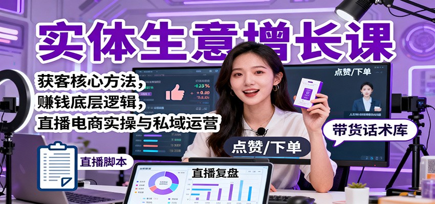 实体生意增长课：获客核心方法，赚钱底层逻辑，直播电商实操与私域运营-狄威团队