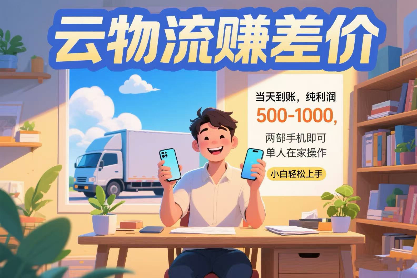 云物流赚差价 当天到账纯利润500-1000 两部手机即可 可单人在家操作 小...-狄威团队