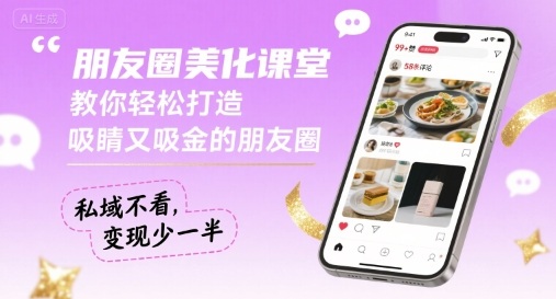 朋友圈美化课堂，教你轻松打造，吸睛又吸金的朋友圈，私域不看，变现少一半-狄威团队