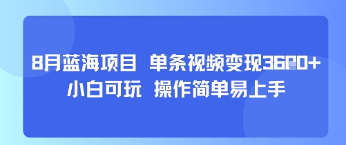 8月AI蓝海项目，单条视频变现1k+ 小白可玩 操作简单易上手-狄威团队