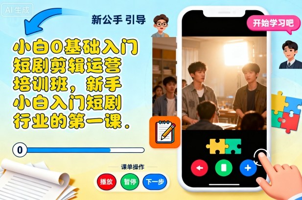 小白0基础入门短剧剪辑运营培训班，新手小白入门短剧行业的第一课-狄威团队