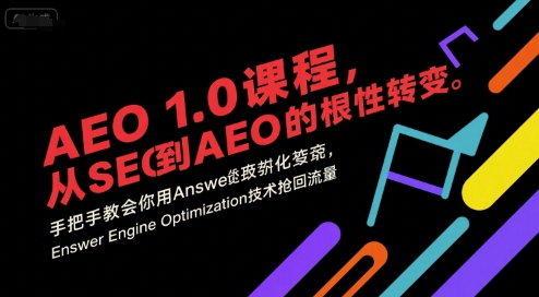 AEO 1.0 课程，从SEO到AE0的基命性转变，手把手教会你用AnswerEngineOptimization技术抢回流量(更新)-狄威团队
