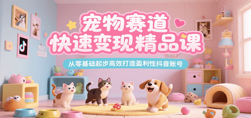 宠物赛道快速变现精品课，从零基础起步高效打造盈利性抖音账号-狄威团队