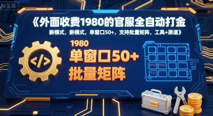 外面收费1980的官服全自动打金，新模式，单窗口50+，支持批量矩阵，工具+渠道【揭秘】-狄威团队