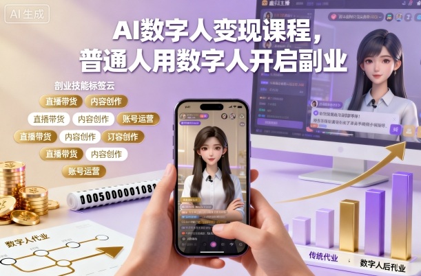 AI数字人变现课程，普通人用数字人开启副业-狄威团队