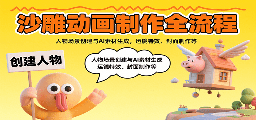 沙雕动画制作全流程：人物场景创建与AI素材生成，运镜特效、封面制作等-狄威团队