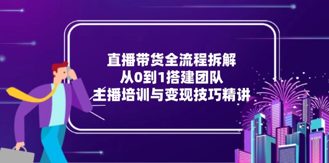 直播带货全流程拆解：从0到1搭建团队，主播培训与变现技巧精讲-狄威团队
