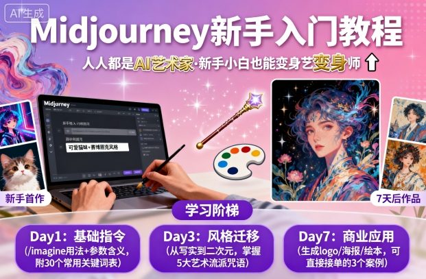 midjourney新手入门教程：人人都是AI艺术家，新手小白也能变身艺术大师-狄威团队
