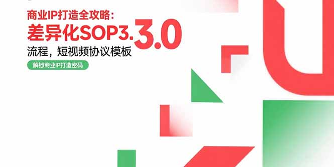 商业IP打造全攻略：差异化SOP3.0流程，短视频协议模板，婚恋项目实战案例-狄威团队