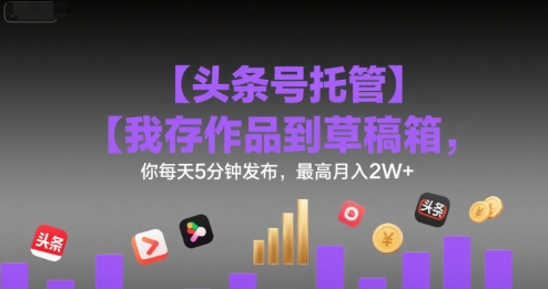 【头条号托管 】我存作品到草稿箱，你每天5分钟发布，最高月入2W+【揭秘】-狄威团队