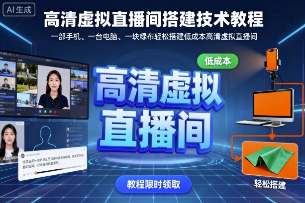 高清虚拟直播间搭建技术教程，一部手机、一台电脑、一块绿布轻松搭建低成本高清虚拟直播间-狄威团队