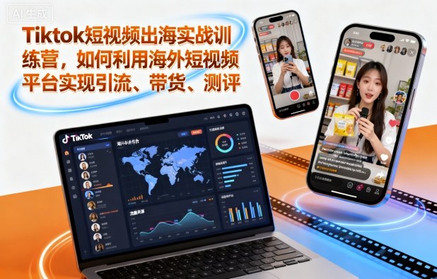 Tiktok短视频出海实战训练营,如何利用海外短视频平台实现引流、带货、测评-狄威团队