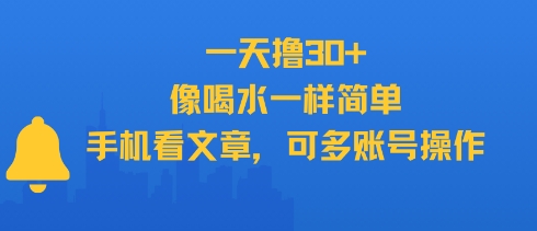 一天撸30+，像喝水一样简单，手机看文章，可多账号操作-狄威团队