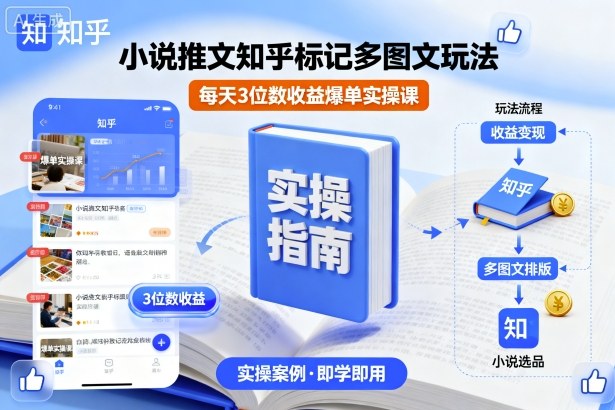 小说推文知乎标记多图文玩法，每天3位数收益爆单实操课-狄威团队