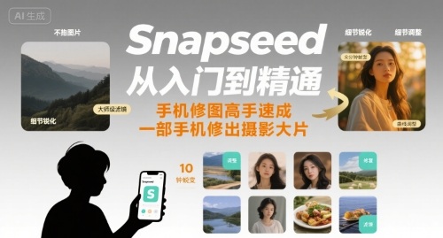 Snapseed从入门到精通，手机修图高手速成，一部手机就能修出摄影大片-狄威团队