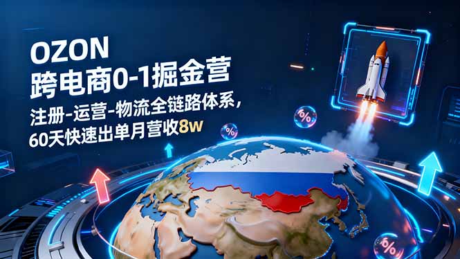OZON跨境电商0-1掘金营：注册-运营-物流全链路体系，60天快速出单月营收8w-狄威团队