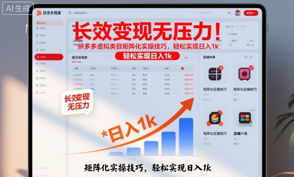 长效变现无压力！拼多多虚拟类目矩阵化实操技巧，轻松实现日入1k【揭秘】-狄威团队