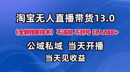 淘宝无人直播13.0，公域私域技术，不封号，不违规布局下半年旺季赛道，日入1K+(独家技术)【揭秘】-狄威团队