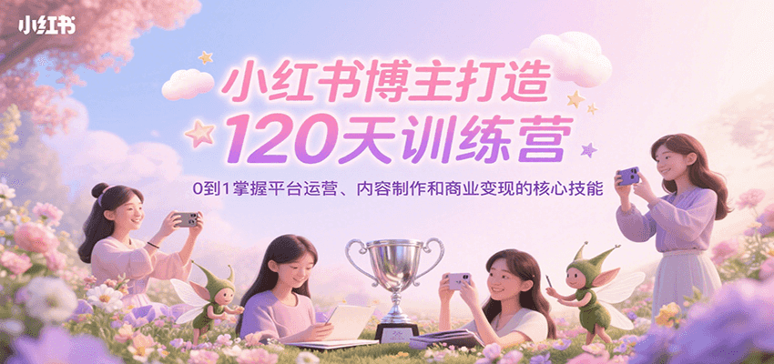 小红书博主打造120天训练营，0到1掌握平台运营、内容制作和商业变现-狄威团队