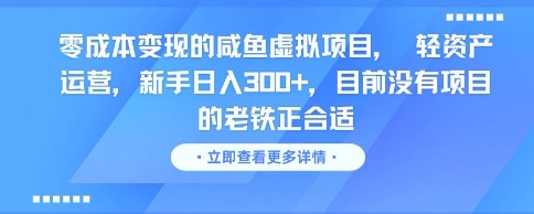 零成本变现的咸鱼虚拟项目， 轻资产运营，新手日入3张+，目前没有项目的老铁正合适-狄威团队