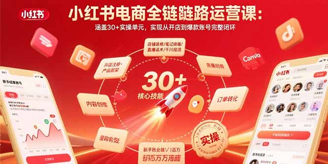 小红书电商全链路运营课：涵盖30+实操单元，实现从开店到爆款账号完整闭环-狄威团队