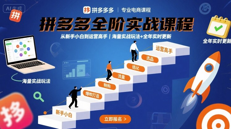 拼多多全阶实战课程，从新手小白到运营高手，海量实战玩法+全年实时更新【2025年10月更新】-狄威团队