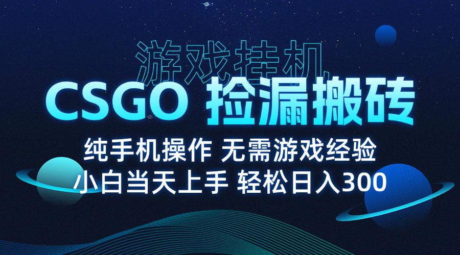 8月最新游戏搬砖，CSGO纯挂机，不需要玩游戏，实现真挂机，月入1W+-狄威团队