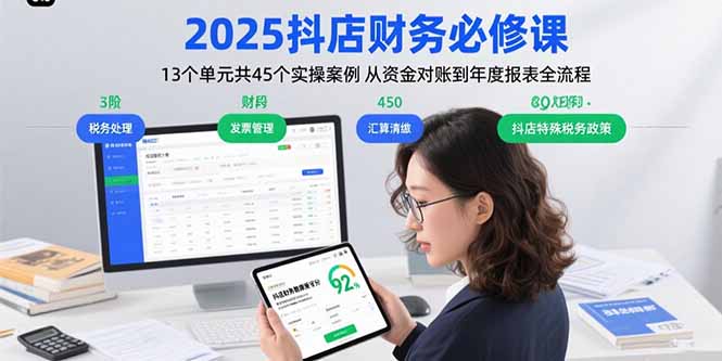 2025抖店财务必修课：13个单元共45个实操案例 从资金对账到年度报表全流程-狄威团队