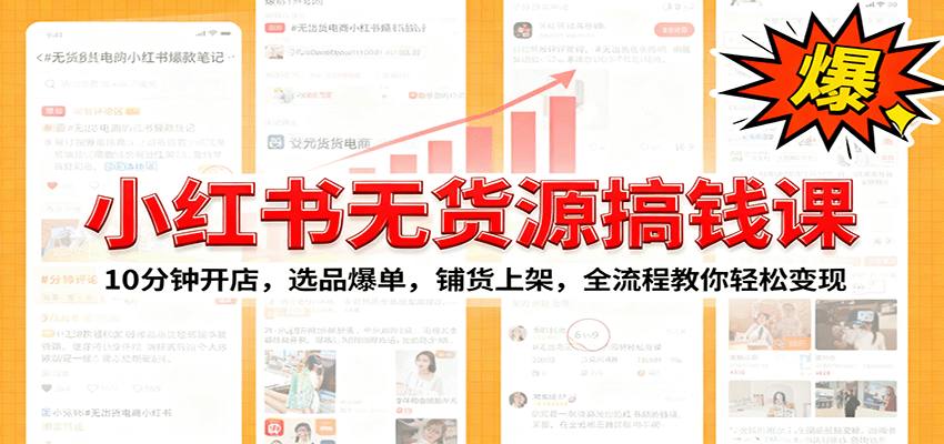 小红书无货源爆单课：10分钟开店，选品爆单，铺货上架，全流程教你轻松变现-狄威团队