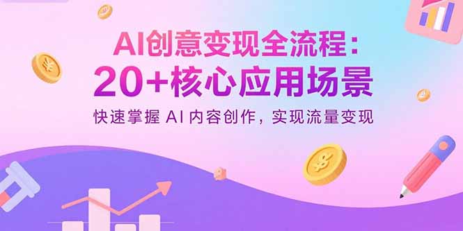 AI创意变现全流程：20+核心应用场景，快速掌握AI内容创作，实现流量变现-狄威团队