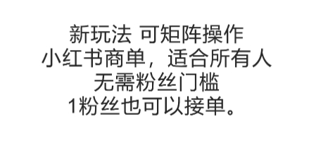 可矩阵操作，小红书商单新玩法，适合所有人，无需粉丝门槛，1粉丝也可以接单-狄威团队
