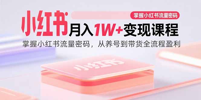 小红书月入1W+变现课程：掌握小红书流量密码，从养号到带货全流程盈利-狄威团队