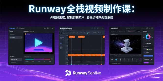 Runway全栈视频制作课：AI视频生成，智能剪辑技术，影视级特效处理系统-狄威团队