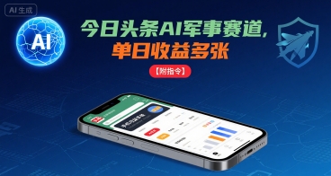 今日头条AI军事赛道，单日收益多张 ，手机可做【附指令】-狄威团队