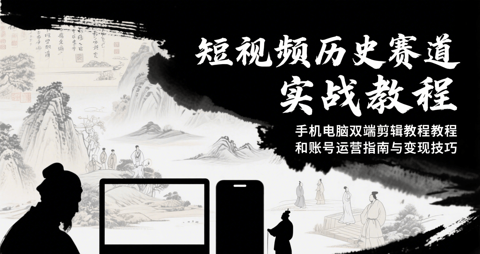 短视频历史赛道实战教程，手机电脑双端剪辑教程和账号运营指南与变现技巧-狄威团队