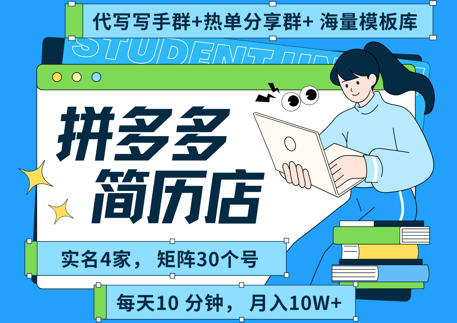 拼多多电商 拼多多 虚拟资料 简历 海报代写 全SOP流程 毫无保留分享(含后端资料)-狄威团队